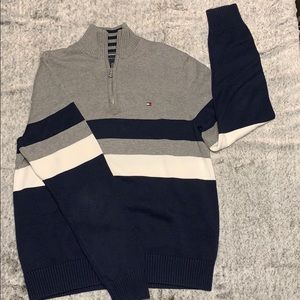 Tommy Hilfiger Navy Striped 1/4 Zip Sweater